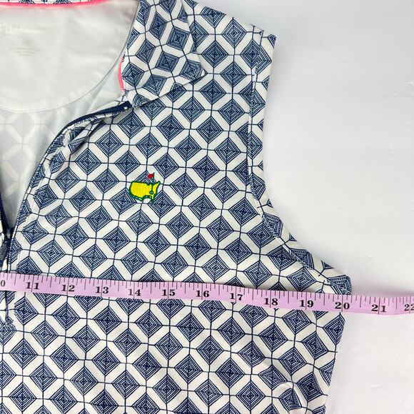 Magnolia Lane Tech Medium Masters Blue Quarter-Zip Sleeveless Polo Shirt 50SPF - Picture 8 of 9